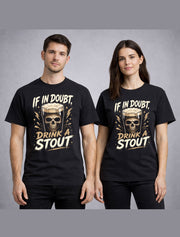 If In Doubt Drink A Stout Skull Beer Gothic Humor Pub Graphic Unisex T-Shirt