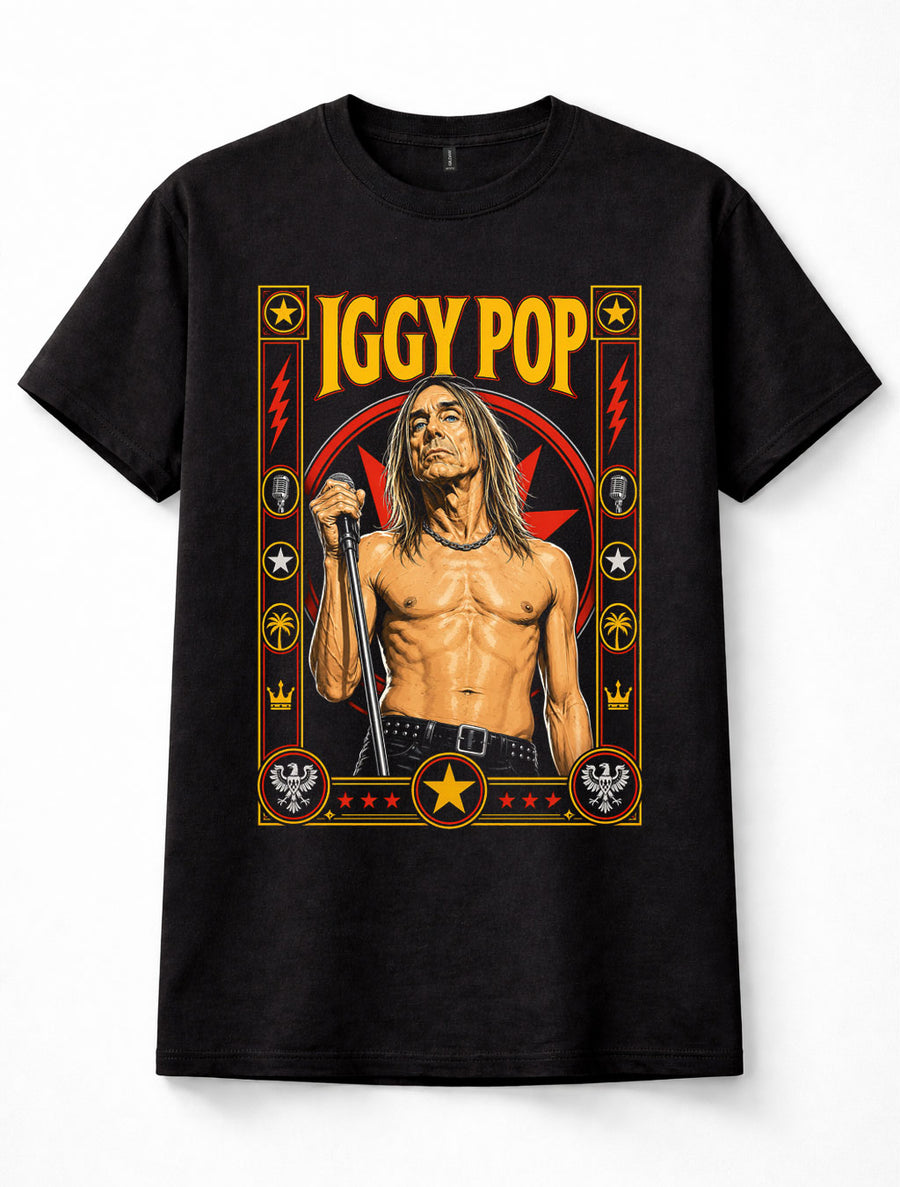 Iggy Pop Punk Rock Singer The Stooges Music Icon Black Unisex T-Shirt