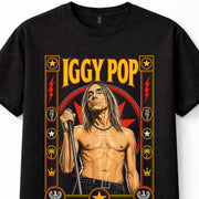 Iggy Pop Punk Rock Singer The Stooges Music Icon Black Unisex T-Shirt