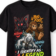 Bigfoot Mothman Wendigo Cryptid I Identify As A Legend Graphic Unisex T-Shirt