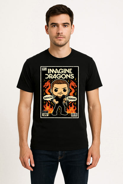 Imagine Dragons Unisex T-Shirt – “Radioactive” & “Thunder” Cartoon Pop Art Fan Graphic Tee