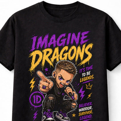 Imagine Dragons Dan Reynolds Legends Believer Radioactive Pop Rock Band Graphic T-Shirt Music Fan Anthem Tee Adult & Kids Unisex T-Shirt