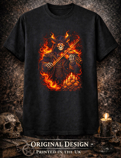 Infernal Jester Skeleton T Shirt Gothic Demon Playing Cards Dark Art Unisex Tee