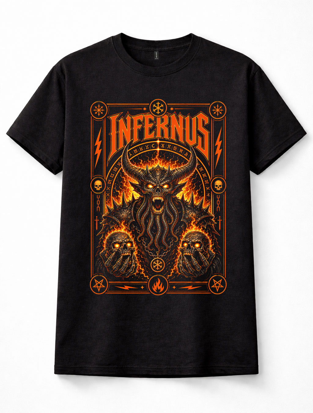 Infernus Fire Demon Horned Monster Occult Gothic Horror Metal Unisex T-Shirt