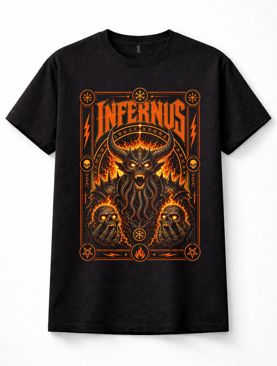 Infernus Fire Demon Horned Monster Occult Gothic Horror Metal Unisex T-Shirt