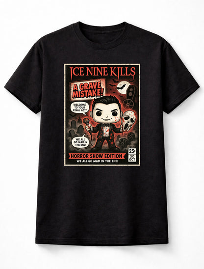 Ice Nine Kills T-Shirt Horror Show Edition Comic Art Unisex Black Graphic Tee
