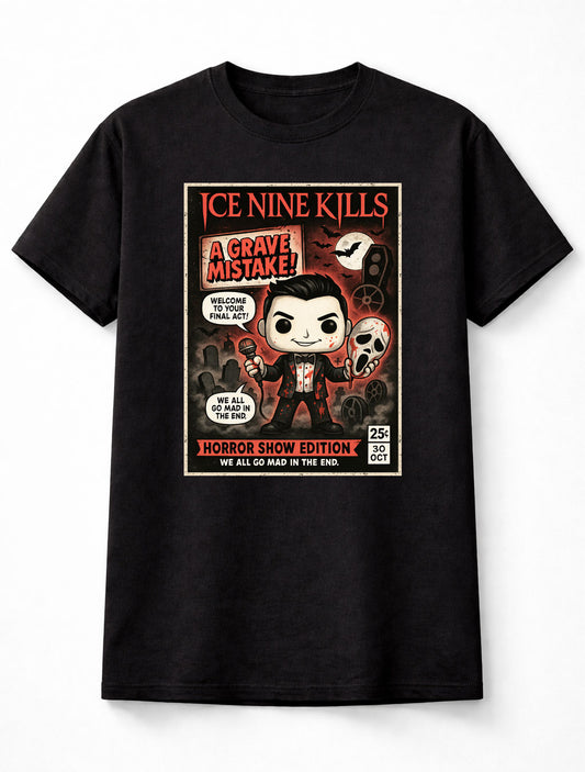 Ice Nine Kills T-Shirt Horror Show Edition Comic Art Unisex Black Graphic Tee