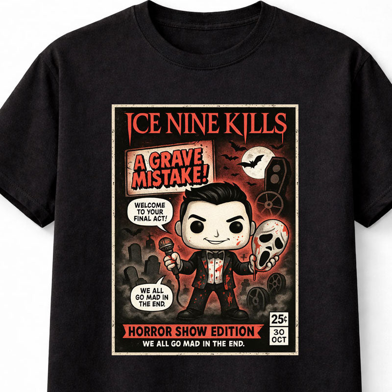 Ice Nine Kills T-Shirt Horror Show Edition Comic Art Unisex Black Graphic Tee