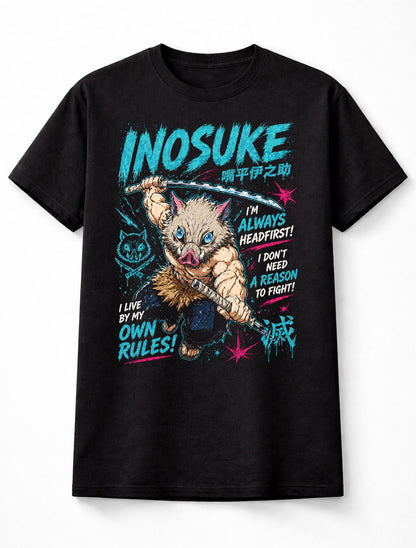 Inosuke Hashibira Demon Slayer Kimetsu no Yaiba Anime Fight Adults & Kids Unisex T-Shirt