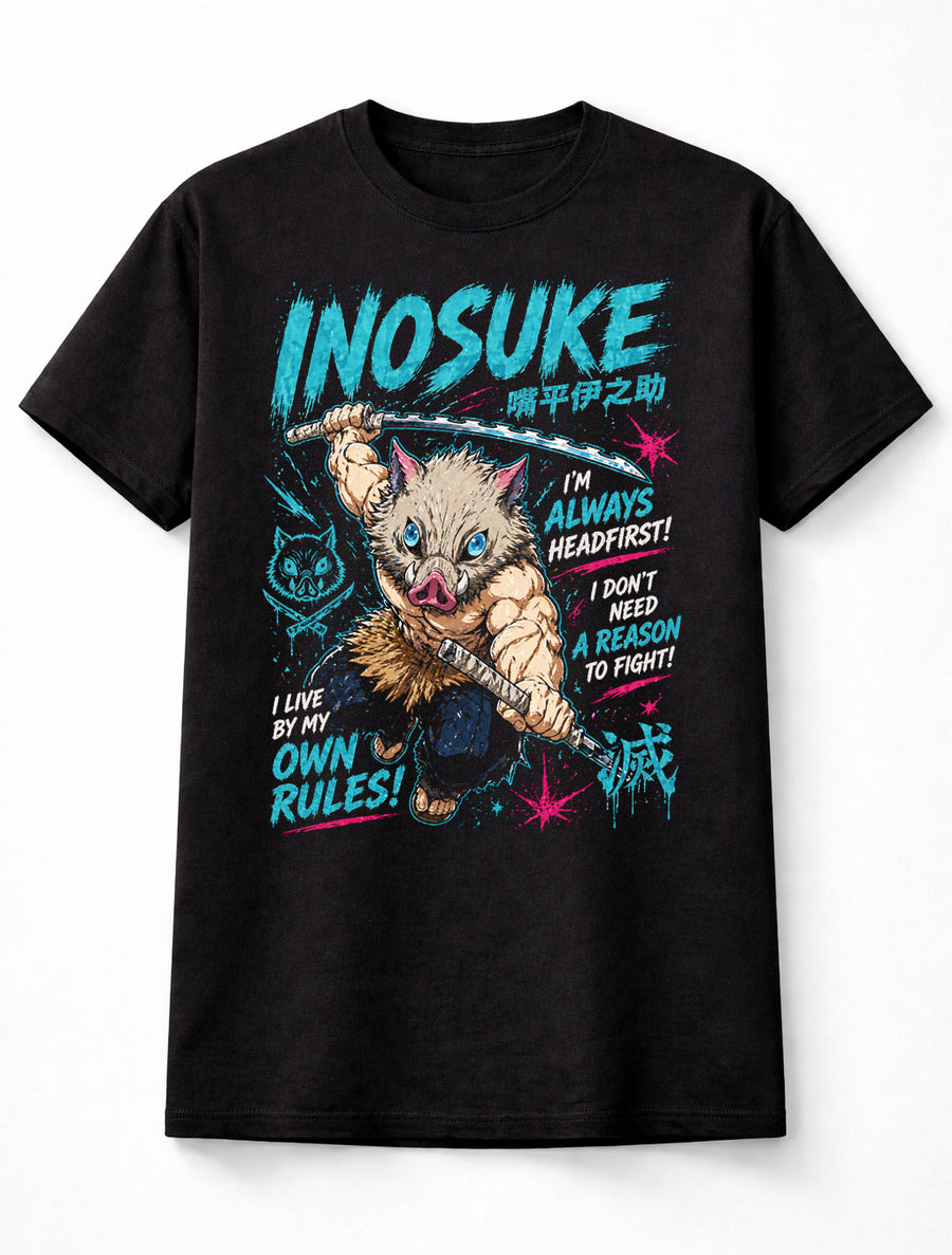 Inosuke Hashibira Demon Slayer Kimetsu no Yaiba Anime Fight Adults & Kids Unisex T-Shirt