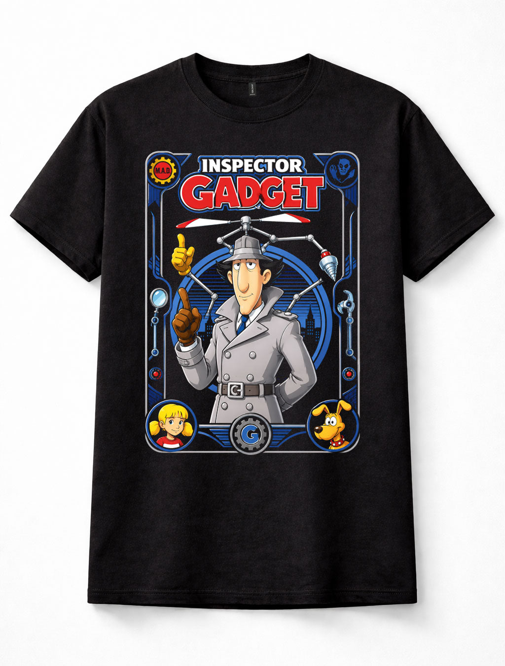 Inspector Gadget Penny Brain Dr Claw MAD Cartoon Retro Black Graphic Unisex T-Shirt
