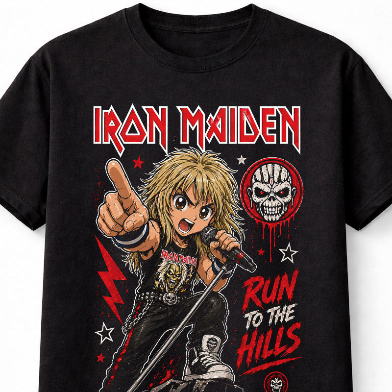 Iron Maiden Run To The Hills Eddie Heavy Metal Band Graphic T-Shirt Classic Rock Music Fan Tour Tee Adult & Kids Unisex T-Shirt