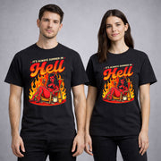 It’s Always Summer in Hell Devil Girl T Shirt Funny Dark Humor Fire Unisex T-Shirt