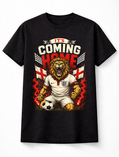England Football It's Coming Home Lion Fan Graphic Unisex T-Shirt