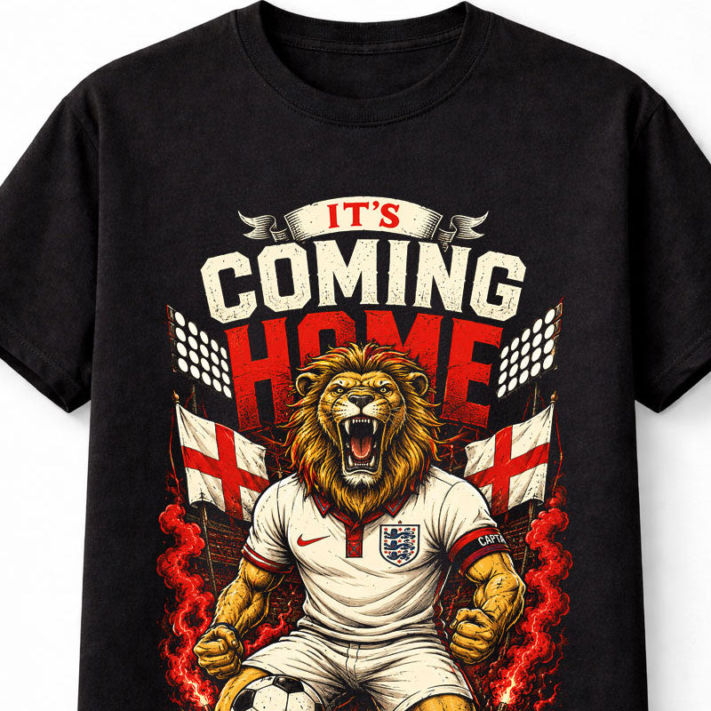 England Football It's Coming Home Lion Fan Graphic Unisex T-Shirt