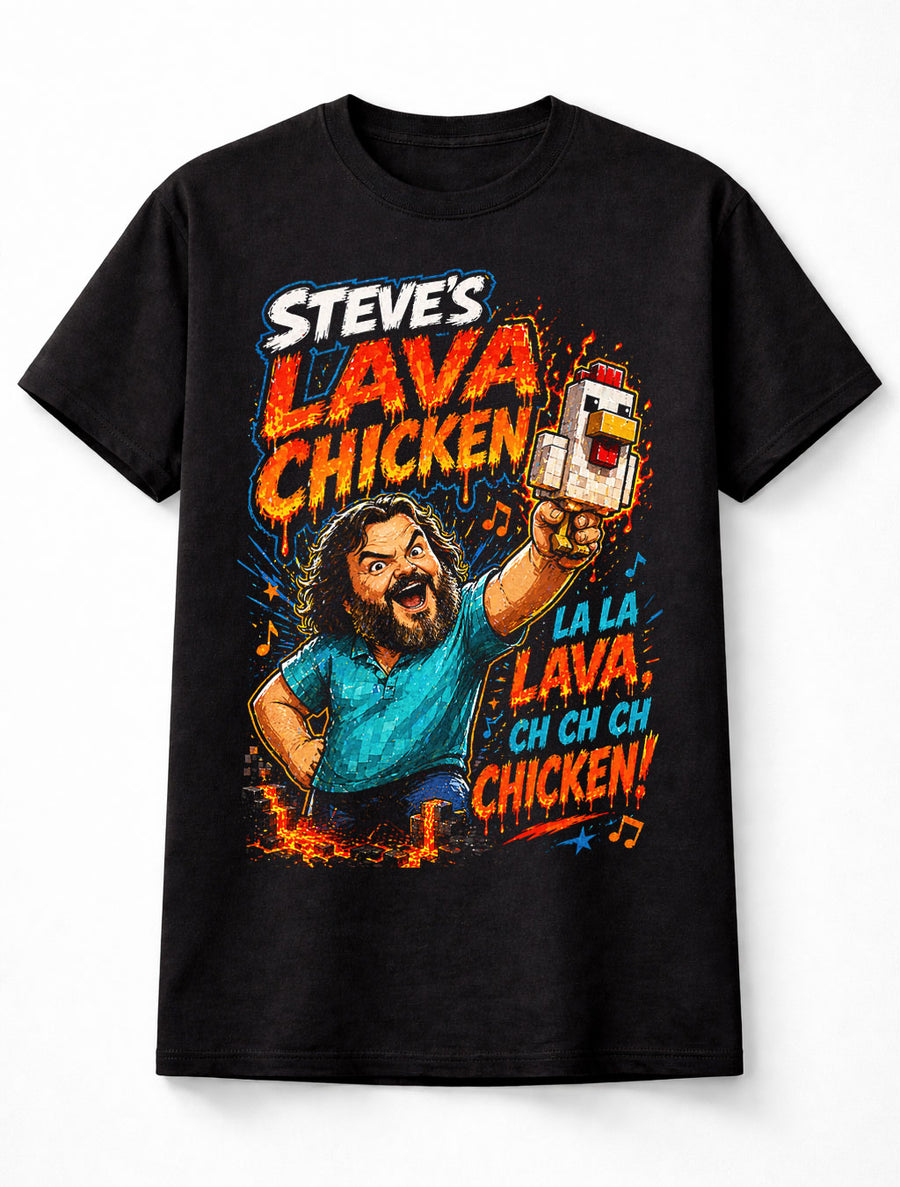 Minecraft Steve Lava Chicken Jack Black Movie Gamer Unisex T-Shirt