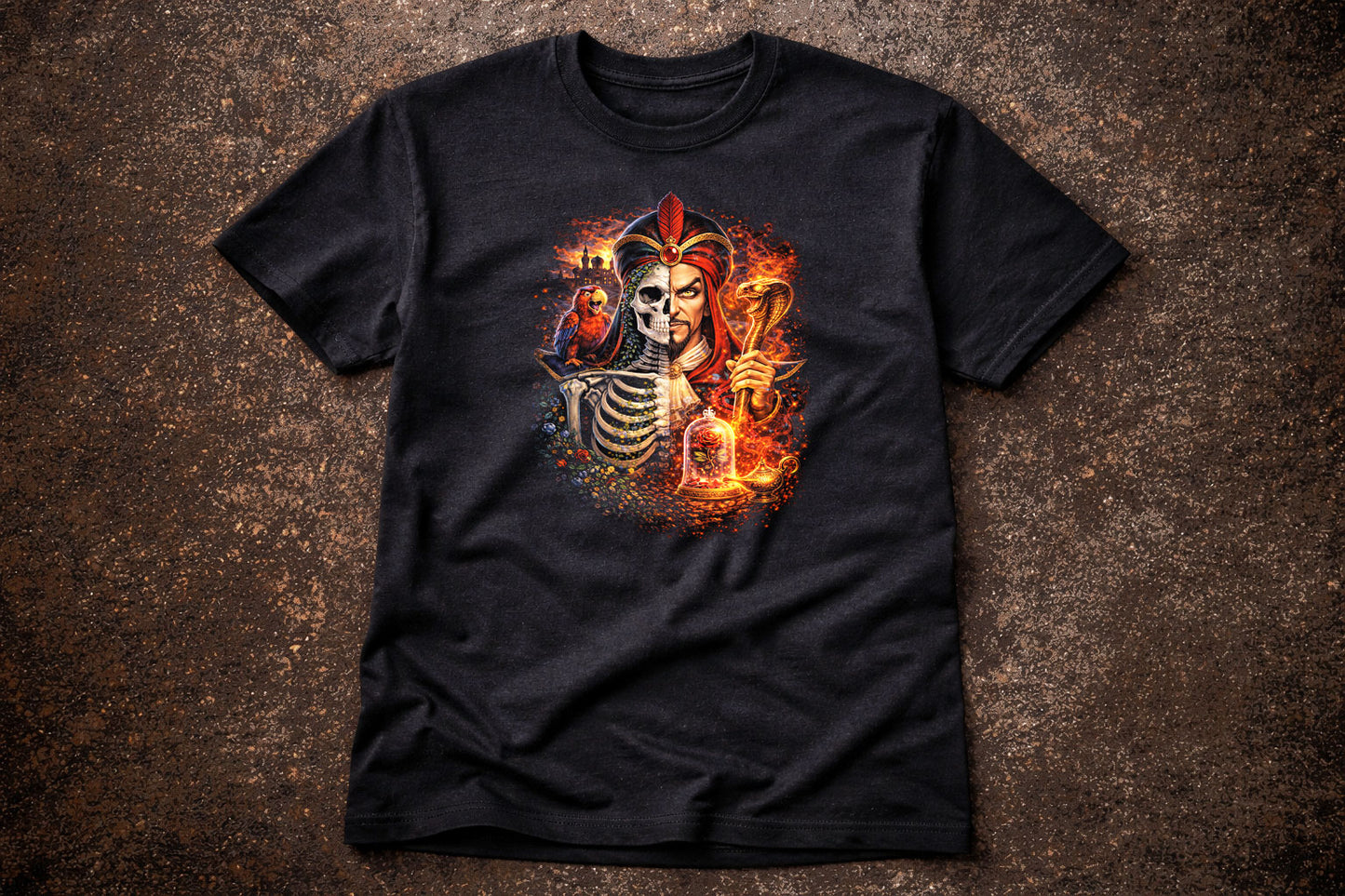 Jafar Skull T Shirt Dark Aladdin Villain Snake Gothic Horror Unisex Tee