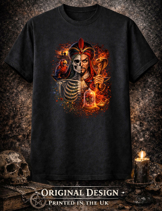 Jafar Skull T Shirt Dark Aladdin Villain Snake Gothic Horror Unisex Tee