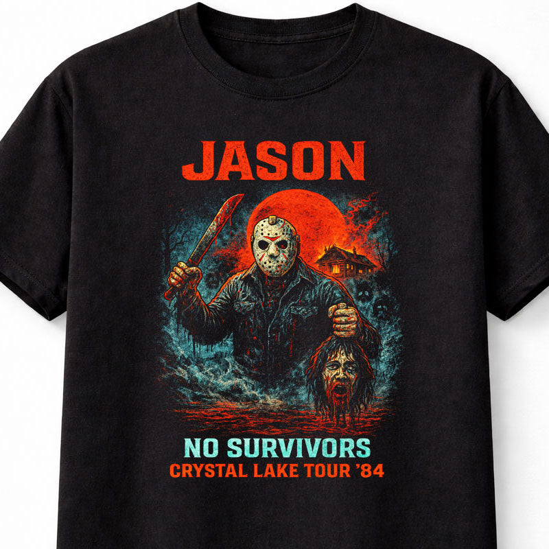 Jason Voorhees No Survivors Crystal Lake Tour 84 Friday the 13th Horror Adults Unisex T-Shirt