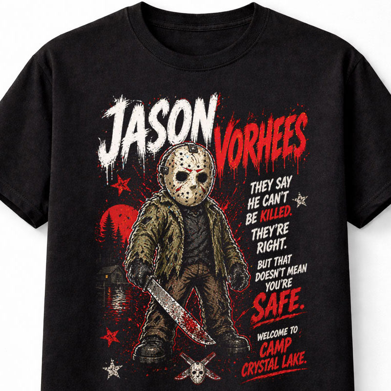 Jason Voorhees Friday the 13th Horror Movie Killer Graphic Tee Slasher Villain Shirt Unisex Adults & Kids T-Shirt