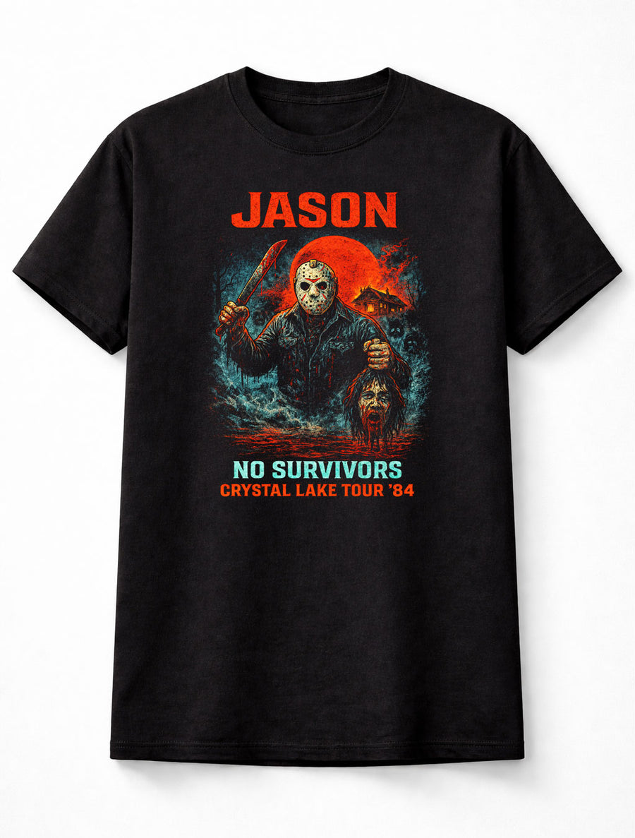 Jason Voorhees No Survivors Crystal Lake Tour 84 Friday the 13th Horror Adults Unisex T-Shirt