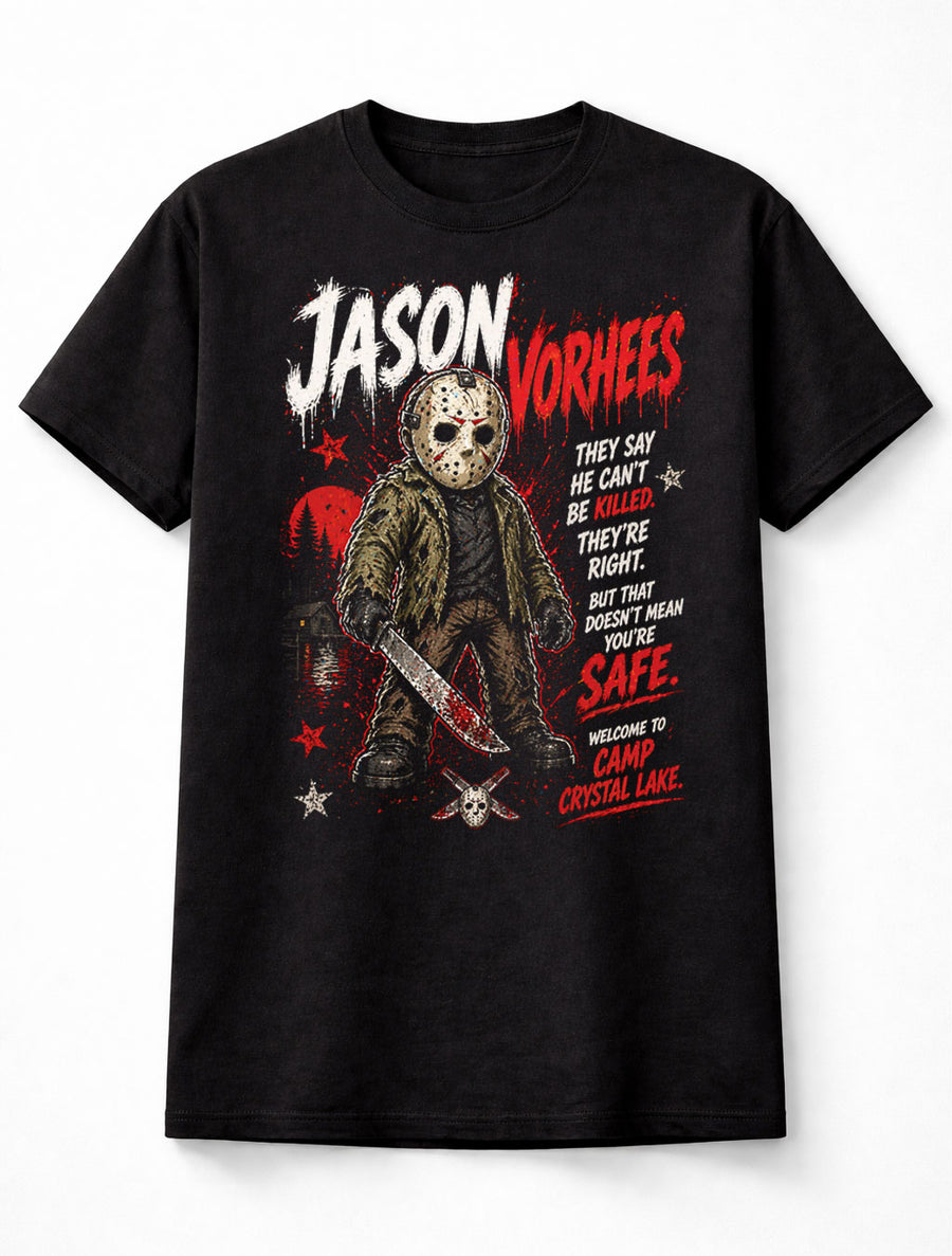 Jason Voorhees Friday the 13th Horror Movie Killer Graphic Tee Slasher Villain Shirt Unisex Adults & Kids T-Shirt