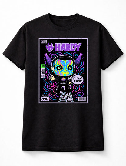 Jeff Hardy Hardy I’ll Take A Risk Neon Comic Cover Bordered Wrestling Ladder Graphic Fan Art Tee Adults & Kids Unisex T-Shirt