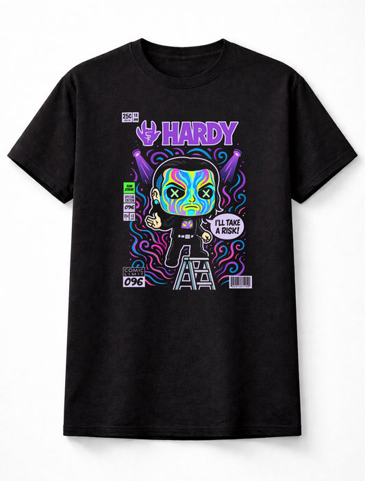 Jeff Hardy Hardy I’ll Take A Risk Wrestling Neon Comic Style Ladder Graphic Fan Art Tee Adults & Kids Unisex T-Shirt