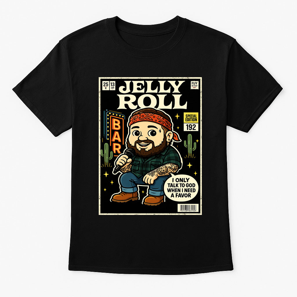 Jelly Roll I Only Talk to God Country Rock Funko Pop Style Unisex T-Shirt
