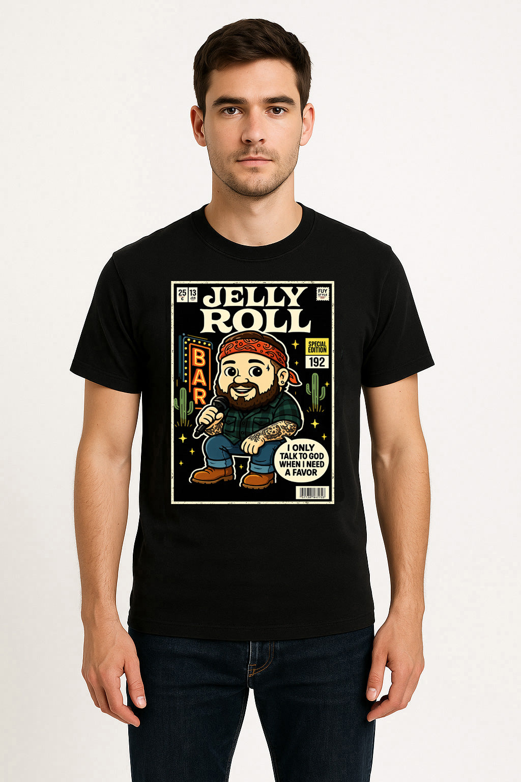 Jelly Roll I Only Talk to God Country Rock Funko Pop Style Unisex T-Shirt