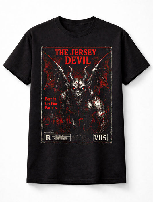Jersey Devil VHS Horror Cryptid Monster Black Unisex T-Shirt
