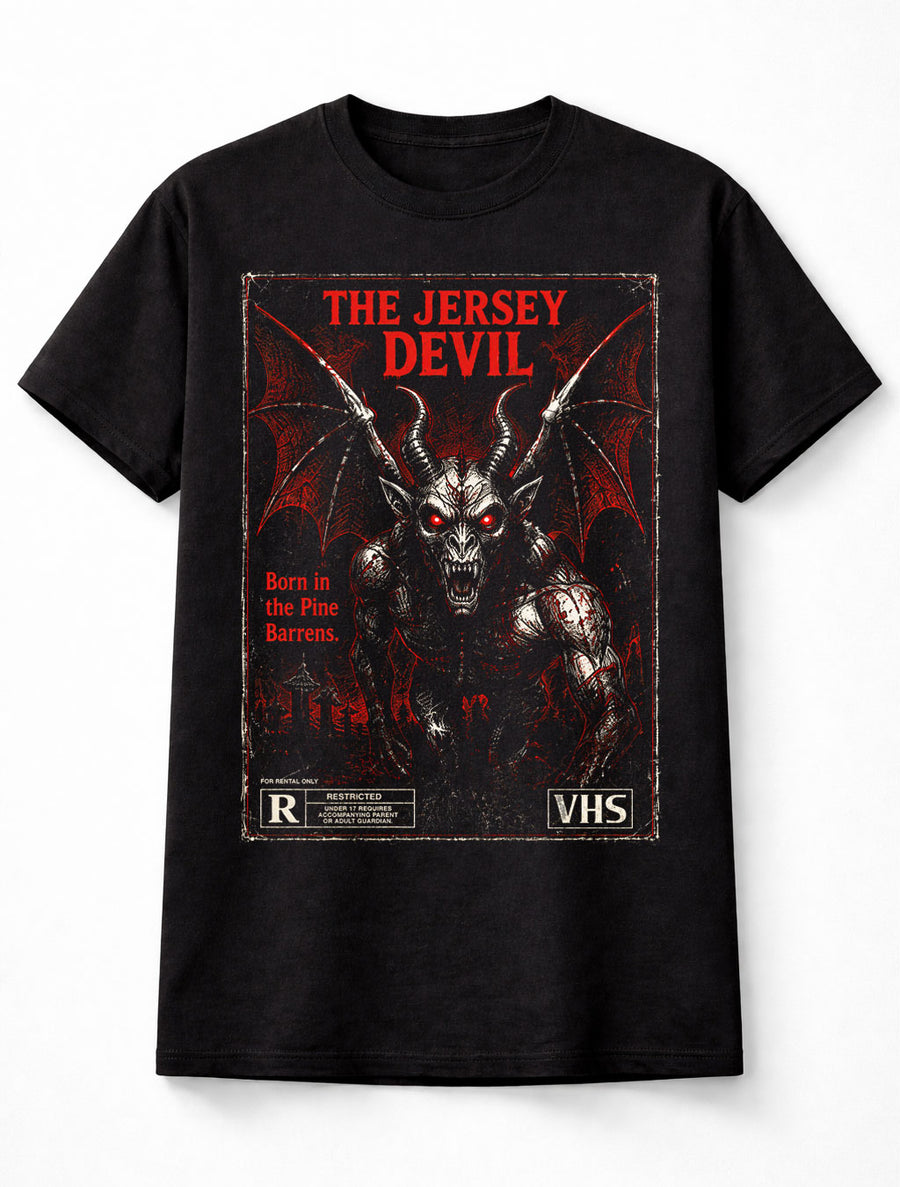 Jersey Devil VHS Horror Cryptid Monster Black Unisex T-Shirt
