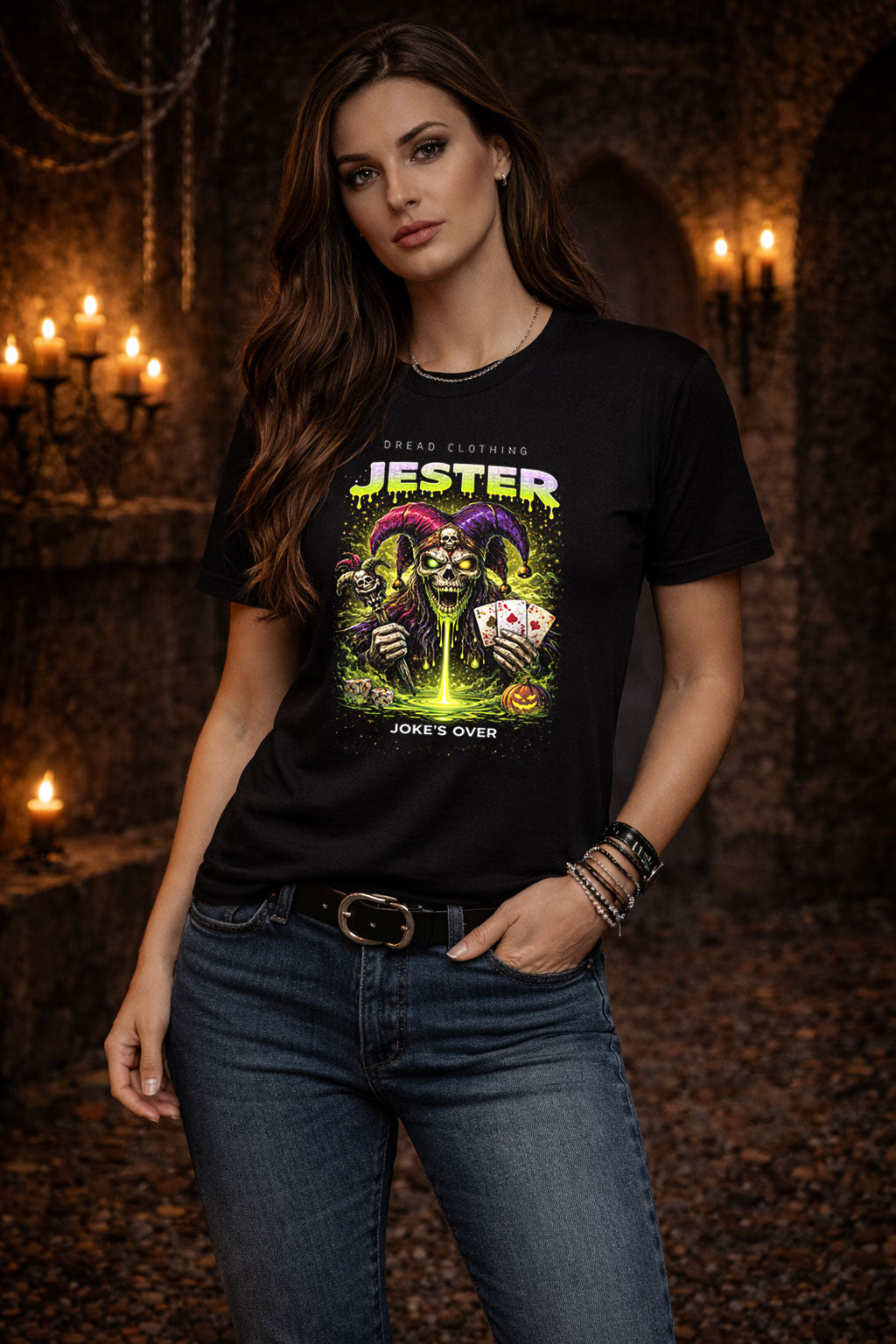 Jester Skull Unisex Toxic Gothic Horror Graphic T-Shirt Dark Joker Death Tee