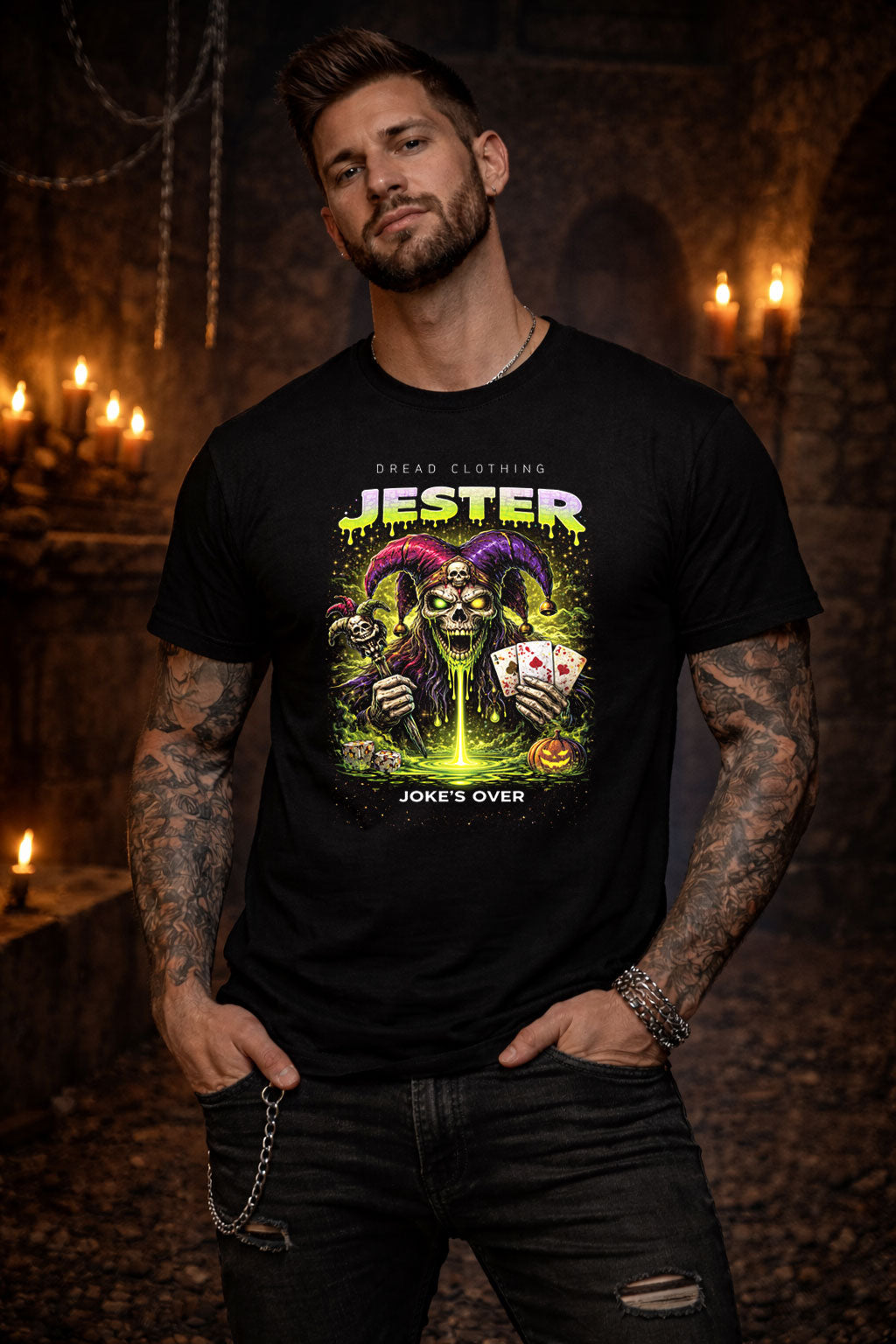 Jester Skull Unisex Toxic Gothic Horror Graphic T-Shirt Dark Joker Death Tee