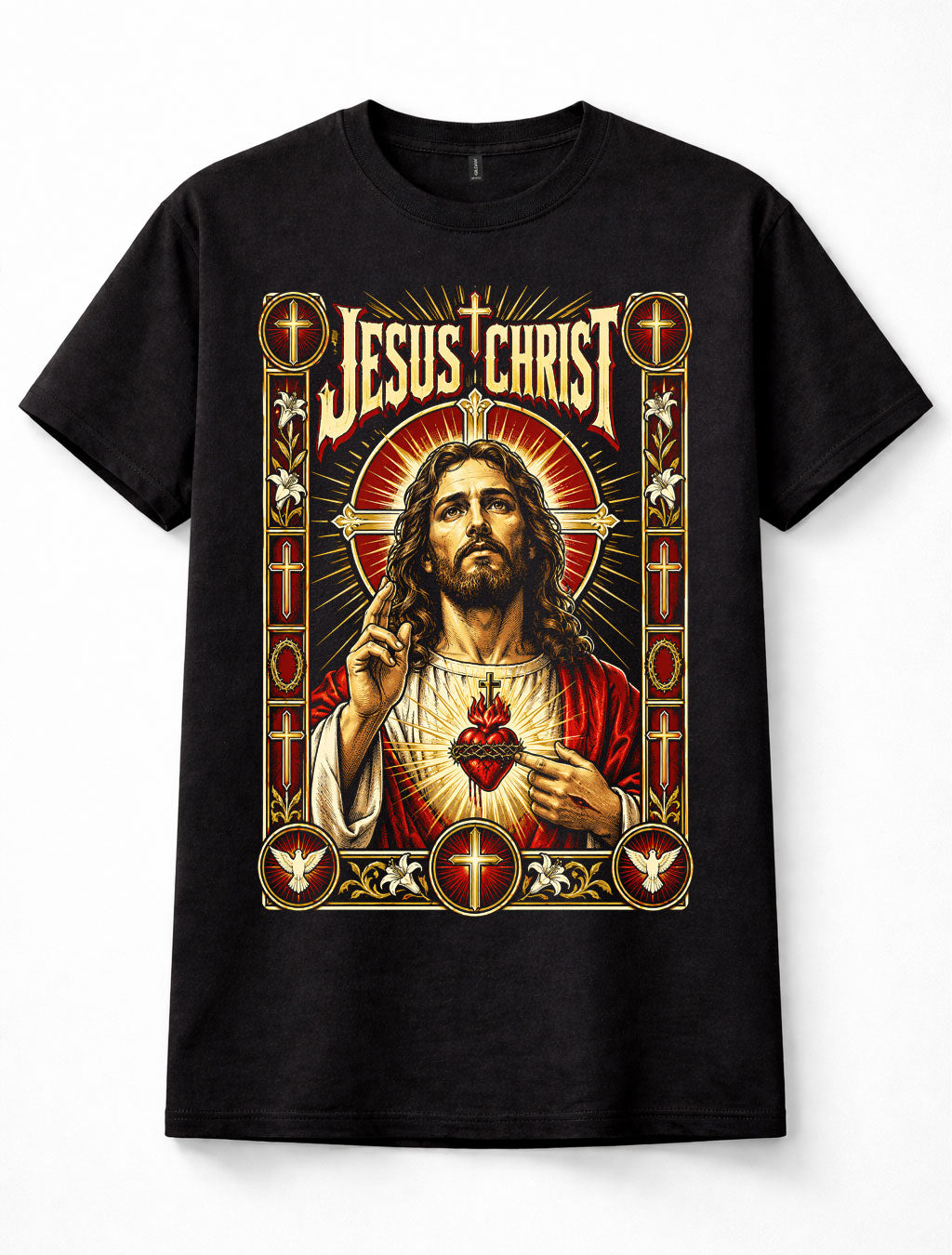 Jesus Christ Sacred Heart Christian Faith Religious Cross Catholic Unisex T-Shirt