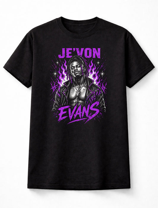 Je’Von Evans Wrestling Graphic T-Shirt Purple Flame Style Young OG NXT Rising Star Fan Tee Adults & Kids Unisex T-Shirt