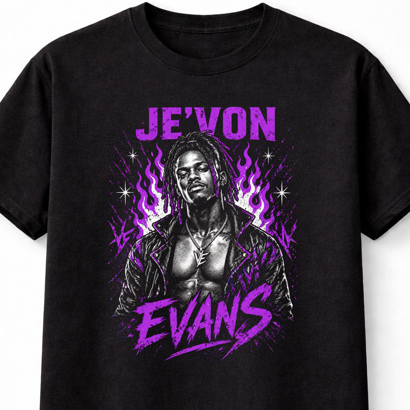 Je’Von Evans Wrestling Graphic T-Shirt Purple Flame Style Young OG NXT Rising Star Fan Tee Adults & Kids Unisex T-Shirt