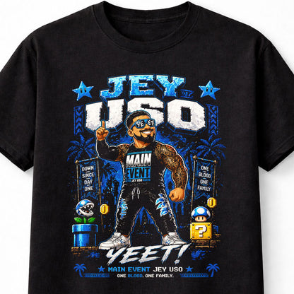 Jey Uso Yeet Wrestling T-Shirt – Main Event Pixel Mario Nintendo Fan Tee Adults & Kids Unisex T-Shirt