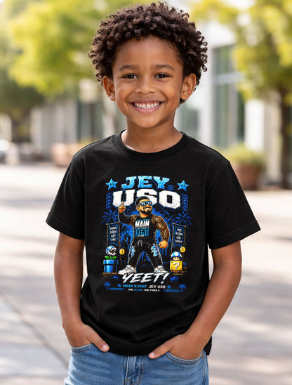Jey Uso Yeet Wrestling T-Shirt – Main Event Pixel Mario Nintendo Fan Tee Adults & Kids Unisex T-Shirt