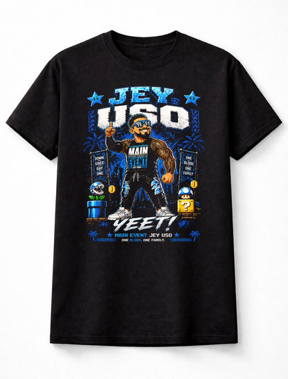 Jey Uso Yeet Wrestling T-Shirt – Main Event Pixel Mario Nintendo Fan Tee Adults & Kids Unisex T-Shirt