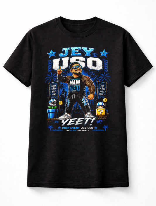 Jey Uso Yeet Wrestling T-Shirt – Main Event Pixel Mario Nintendo Fan Tee Adults & Kids Unisex T-Shirt