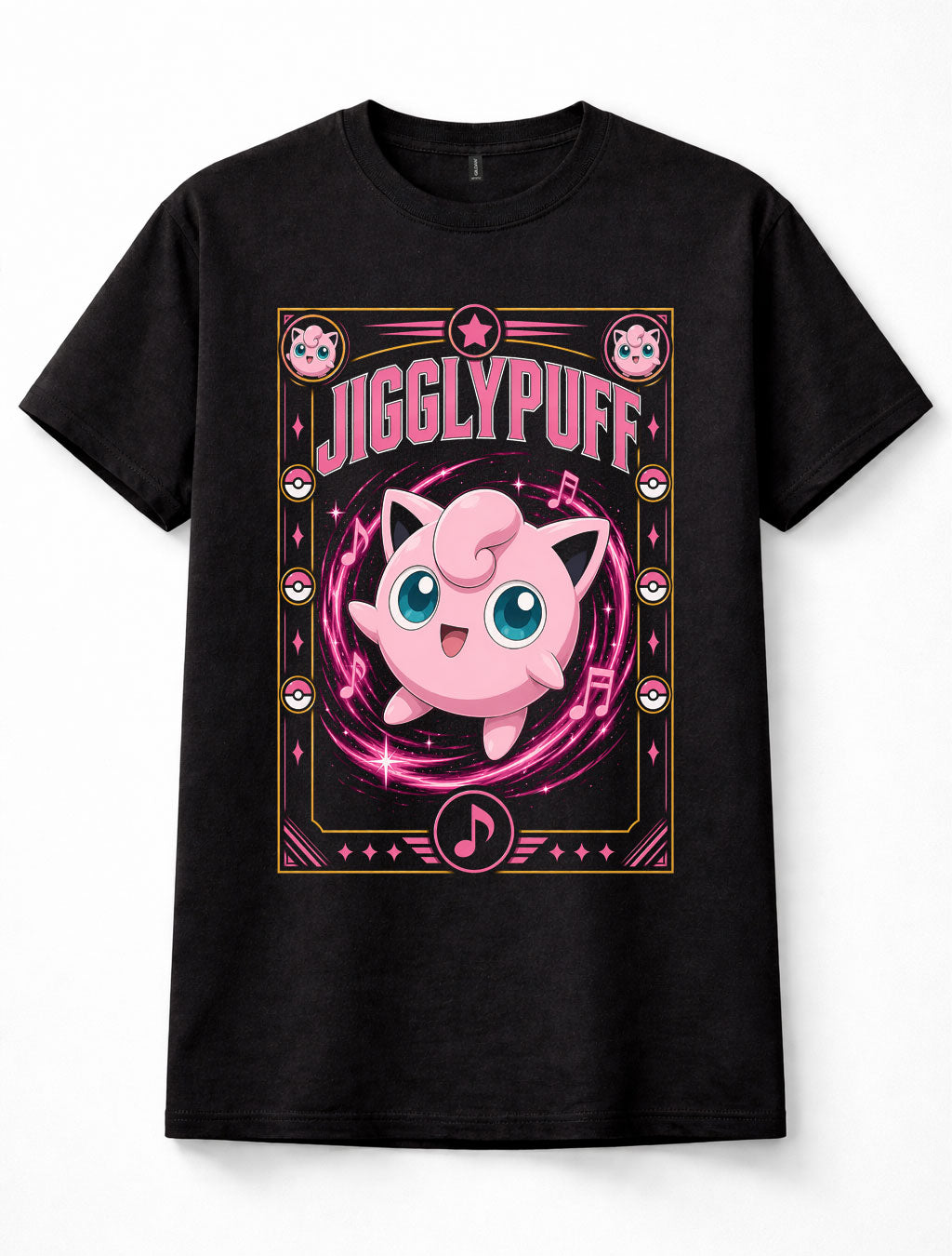 Pokemon Jigglypuff Kanto Fairy Singing Cute Anime Manga Black Unisex T-Shirt