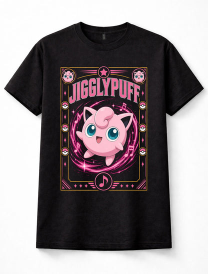 Pokemon Jigglypuff Kanto Fairy Singing Cute Anime Manga Black Unisex T-Shirt