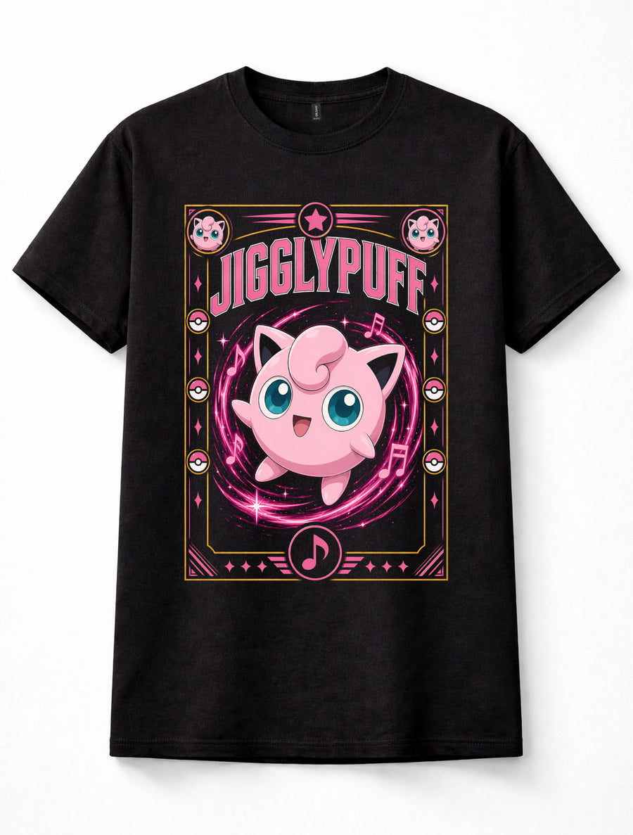 Pokemon Jigglypuff Kanto Fairy Singing Cute Anime Manga Black Unisex T-Shirt