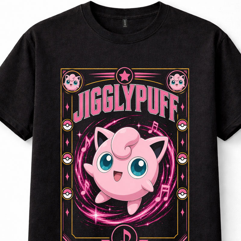 Pokemon Jigglypuff Kanto Fairy Singing Cute Anime Manga Black Unisex T-Shirt