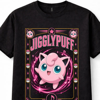 Pokemon Jigglypuff Kanto Fairy Singing Cute Anime Manga Black Unisex T-Shirt