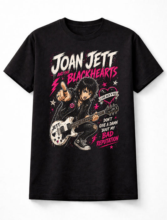 Joan Jett And The Blackhearts I Love Rock N Roll Bad Reputation Graphic T-Shirt Classic Rock Music Fan Punk Adult & Kids Unisex T-Shirt