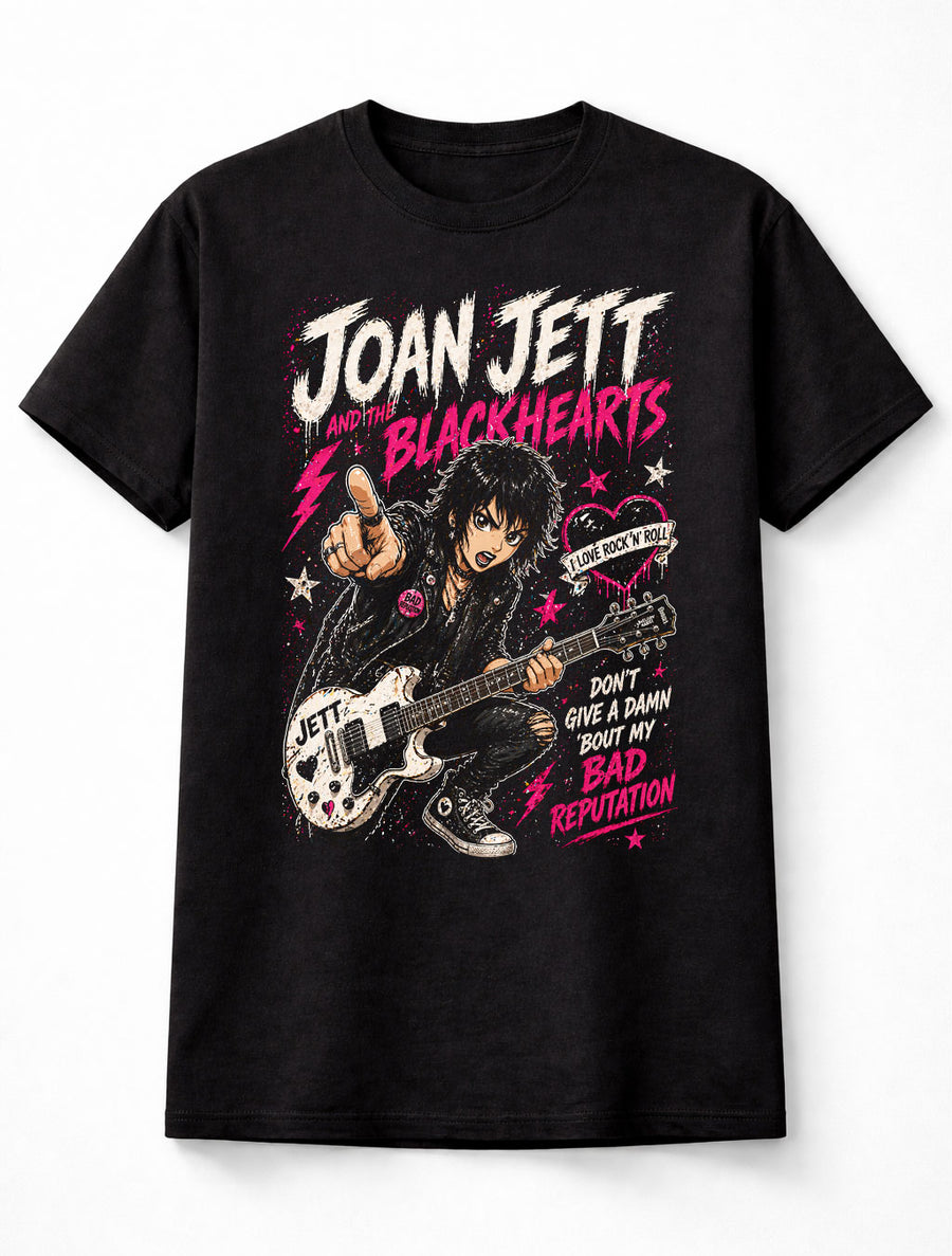 Joan Jett And The Blackhearts I Love Rock N Roll Bad Reputation Graphic T-Shirt Classic Rock Music Fan Punk Adult & Kids Unisex T-Shirt