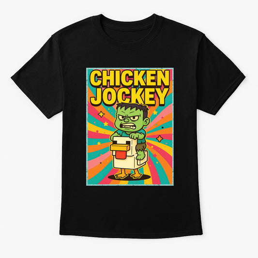 Minecraft Chicken Jockey Retro Unisex T-Shirt – Vibrant Funny Gamer Mob Graphic Tee