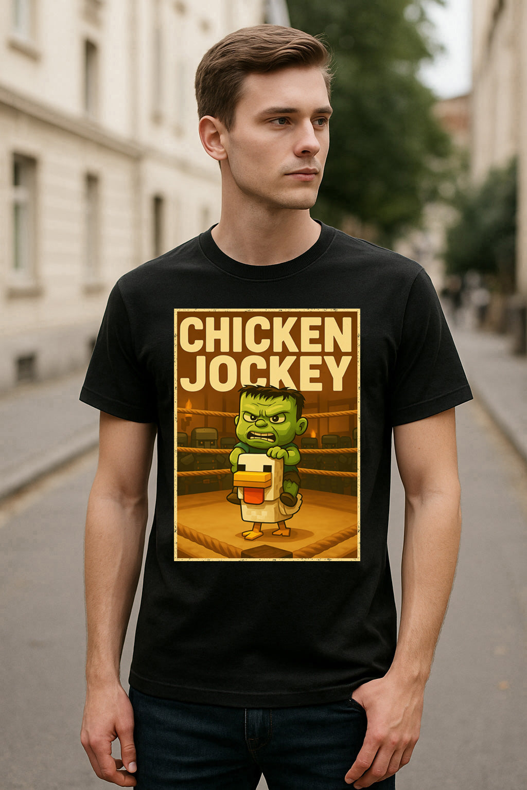 Minecraft Chicken Jockey Baby Zombie Riding Chicken Gaming Meme Adults & Kids Unisex T-Shirt